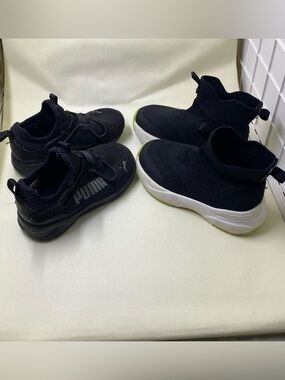 Toddler Boys Shoes Lot Size 7 PUMA Cat & Jack Sneakers Black 2 Pair